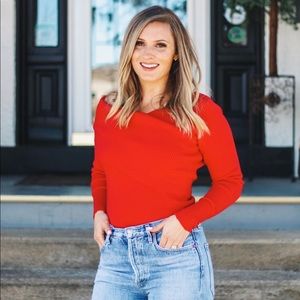 Red Off The Shoulder Sweater